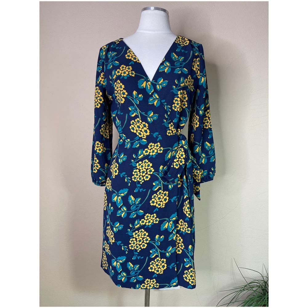J.Crew Womens Size 2 Golden Floral Wrap Dress - Picture 3 of 5